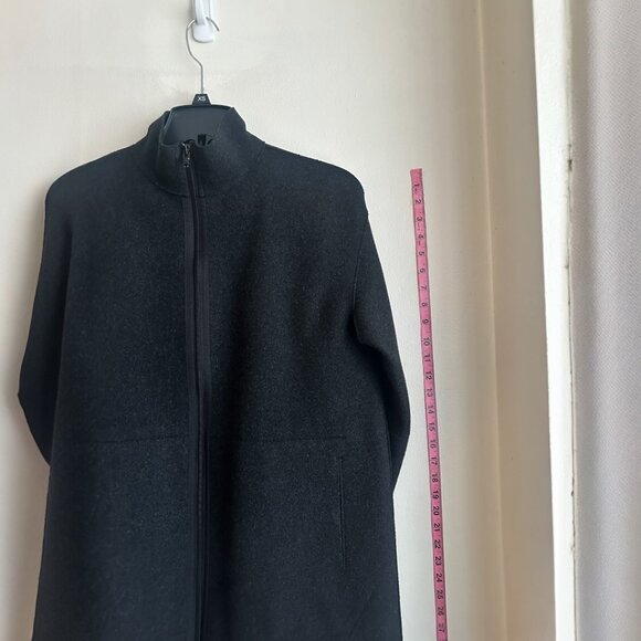 DKNY dark grey wool coat with two way zipper. Size PP. - Picture 2 of 10